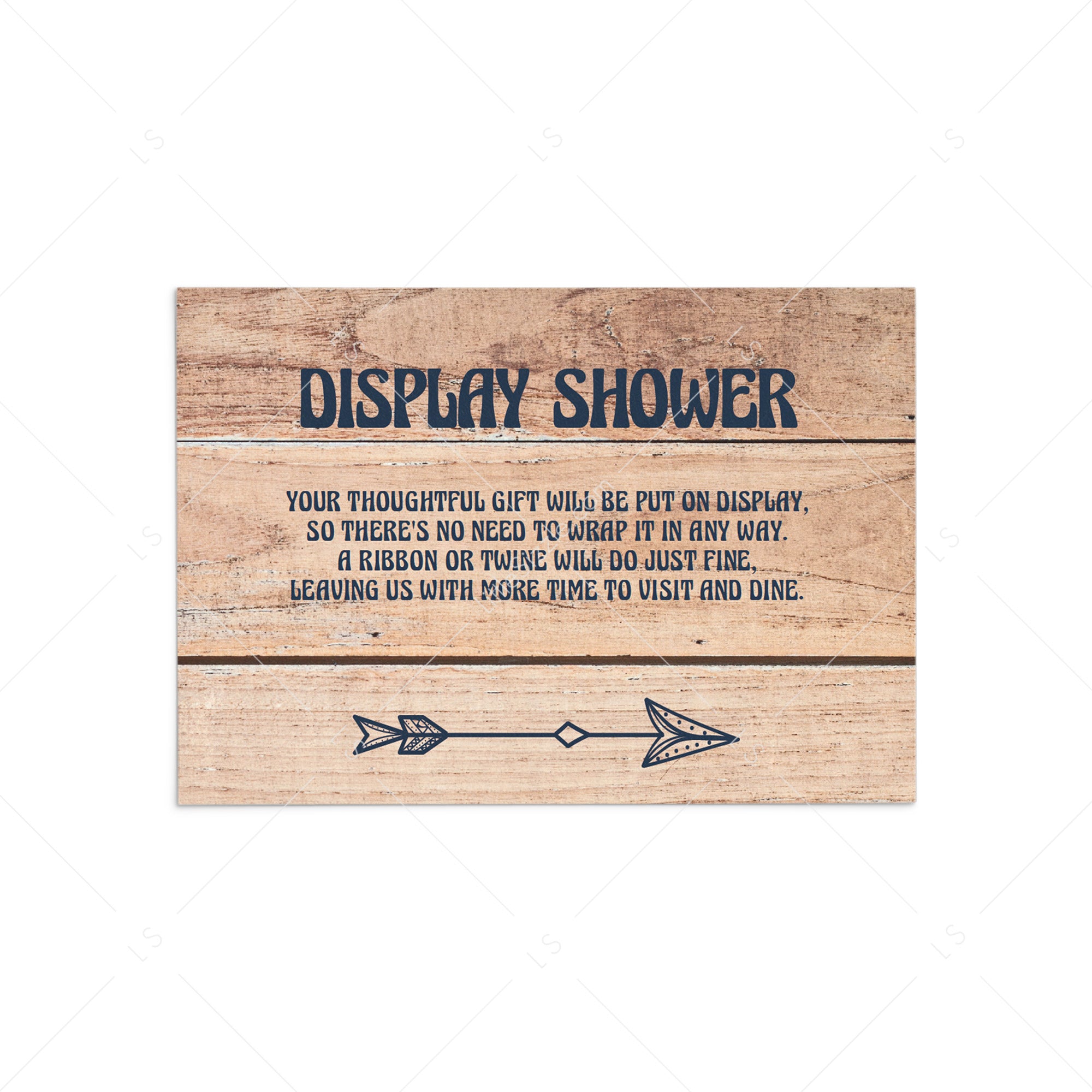 Rustic Display Shower Insert Card Unwrapped Gift by LittleSizzle