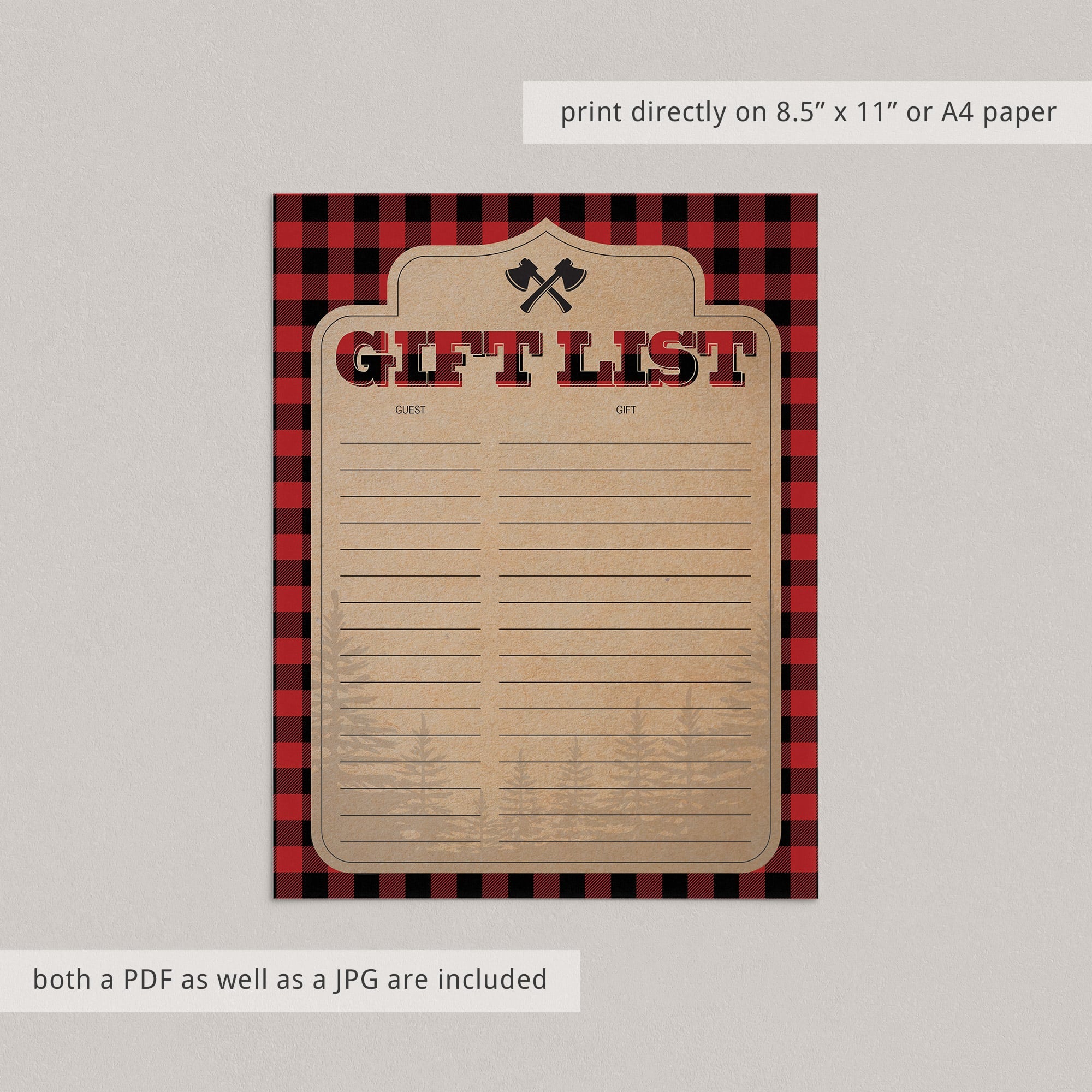 Buffelo plaid pattern on party gift list by LittleSizzle