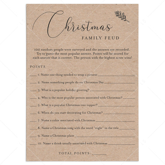 Rustic Christmas Game Family Feud Printable by LittleSizzle