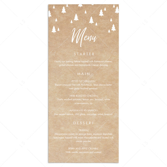 Rustic Holiday Menu Template Instant Download