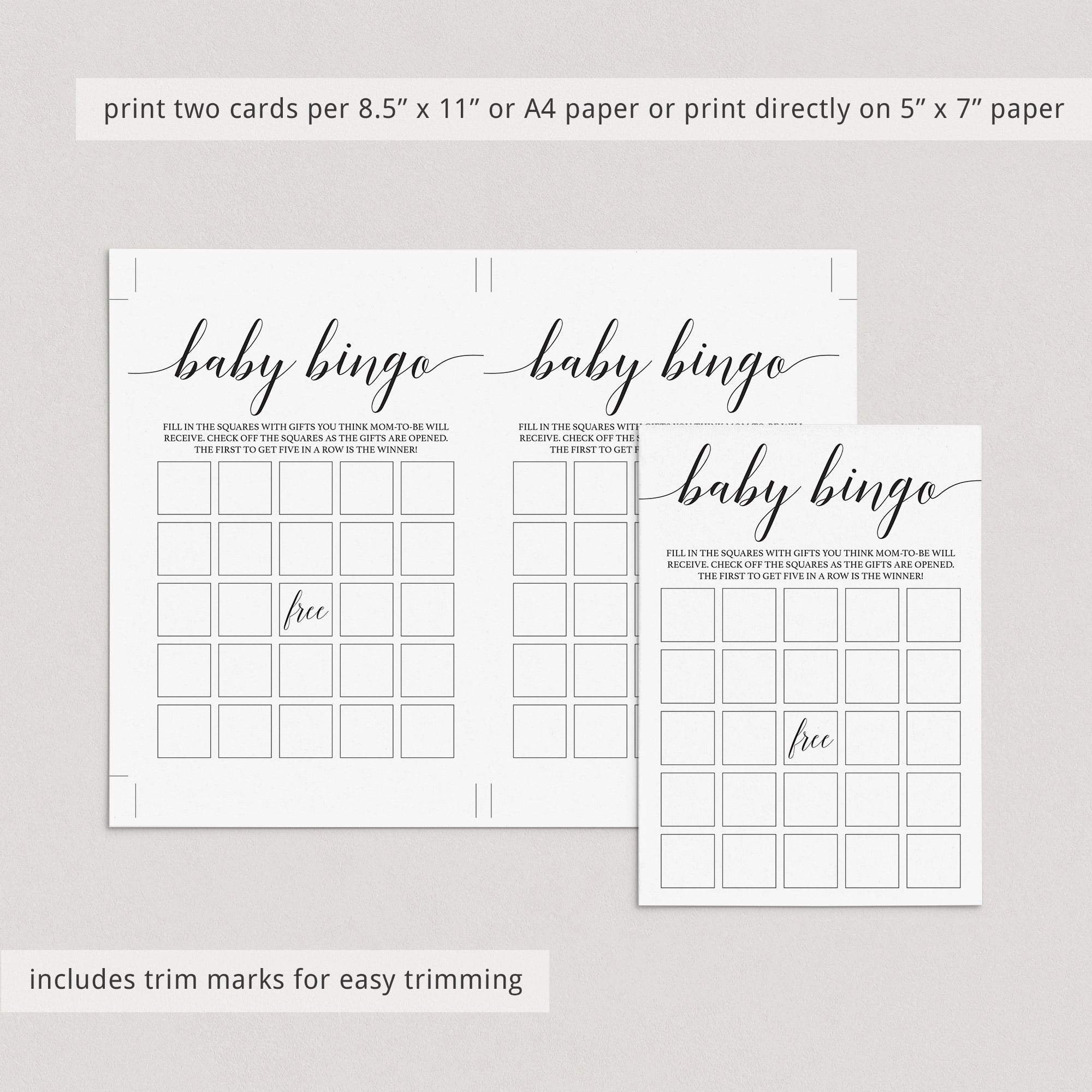 Printable blank baby bingo cards by LittleSizzle