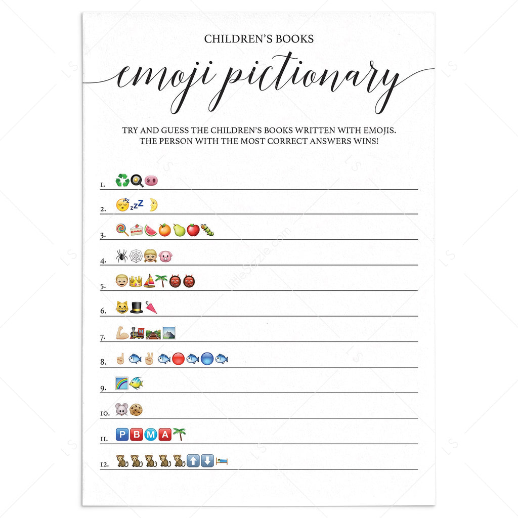 Simple Emoji Pictionary Baby Shower Game | Printable and Virtual PDF Templates – LittleSizzle simple-emoji-pictionary-baby-shower-game-printable-and-virtual-pdf-templates-littlesizzle