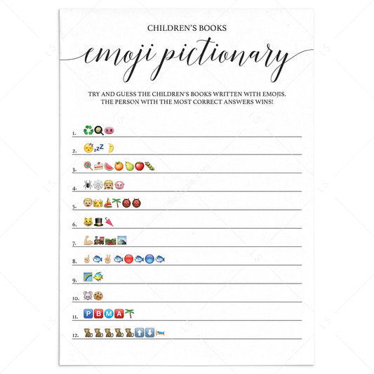 Baby shower emoji pictionary game printable by LittleSizzle