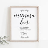 Black and White Mimosa Bar Sign Printable