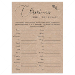 Christmas Office Party Game Finish The Phrase Printable by LittleSizzle
