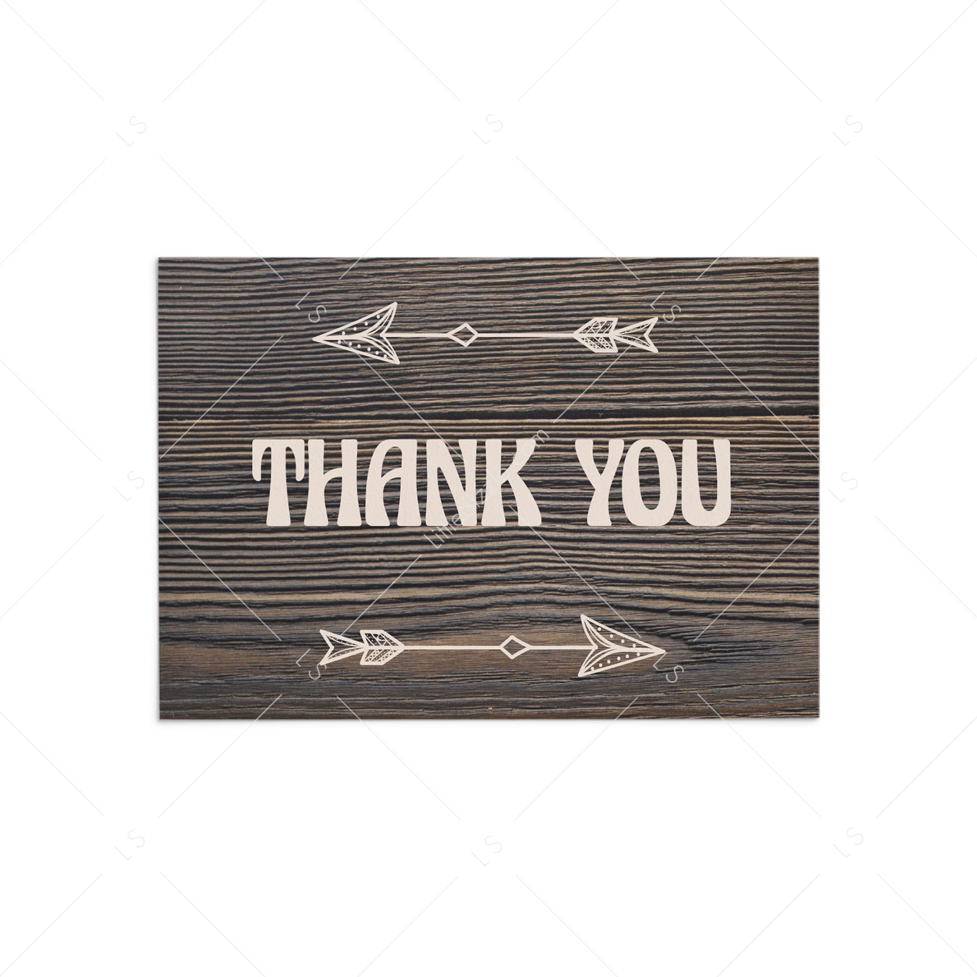 Printable dark wood thank you card by LittleSizzle