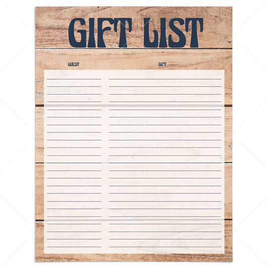 Woodland gift tracker download PDF by LittleSizzle