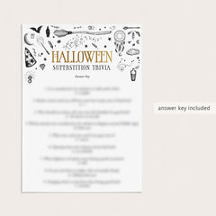 Halloween Superstition Trivia with Answer Key Printable