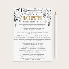 Halloween Superstition Trivia with Answer Key Printable by LittleSizzle