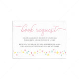 Pink baby shower book request card printable by LittleSizzle