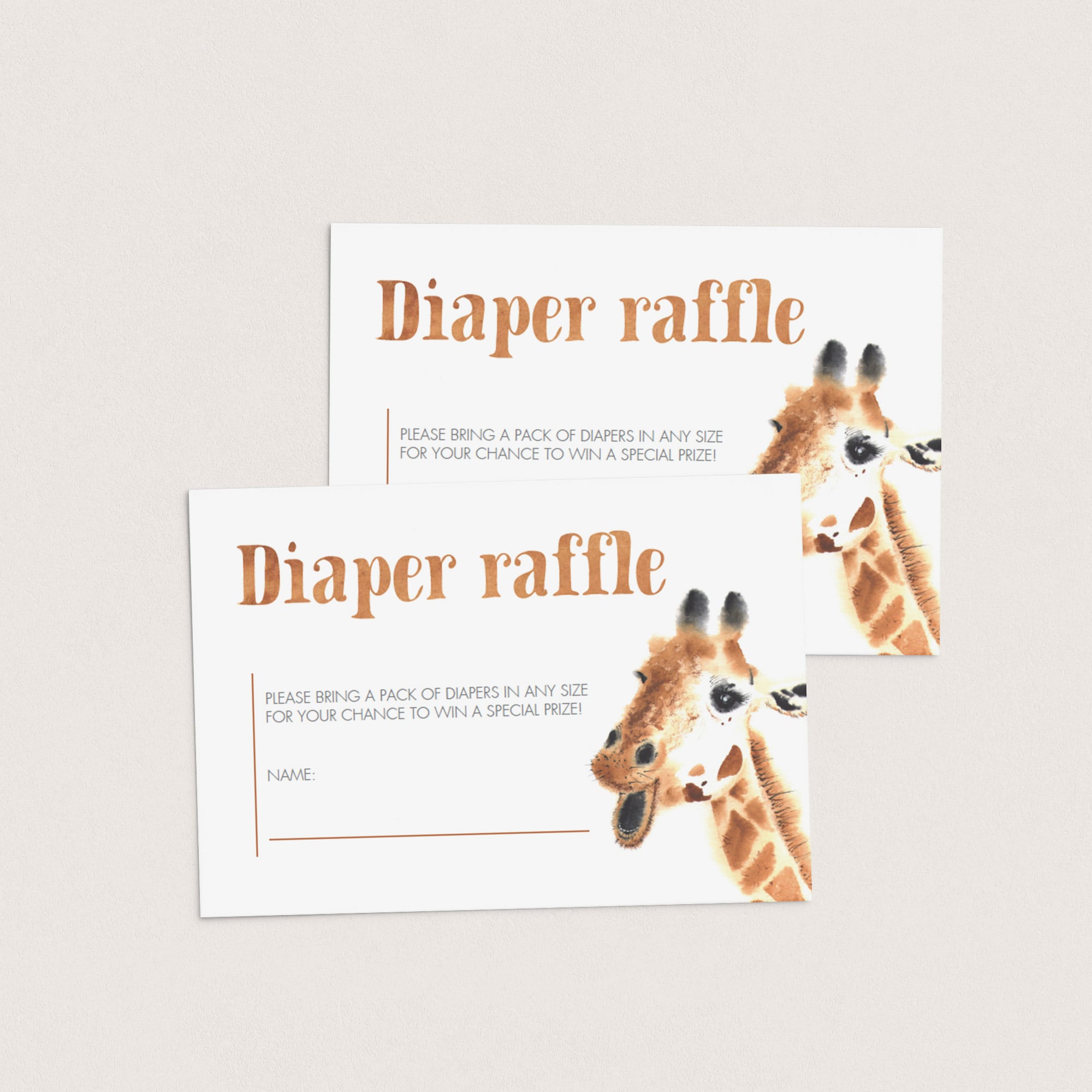 Printable Giraffe Baby Shower Diaper Raffle Card Template by LittleSizzle