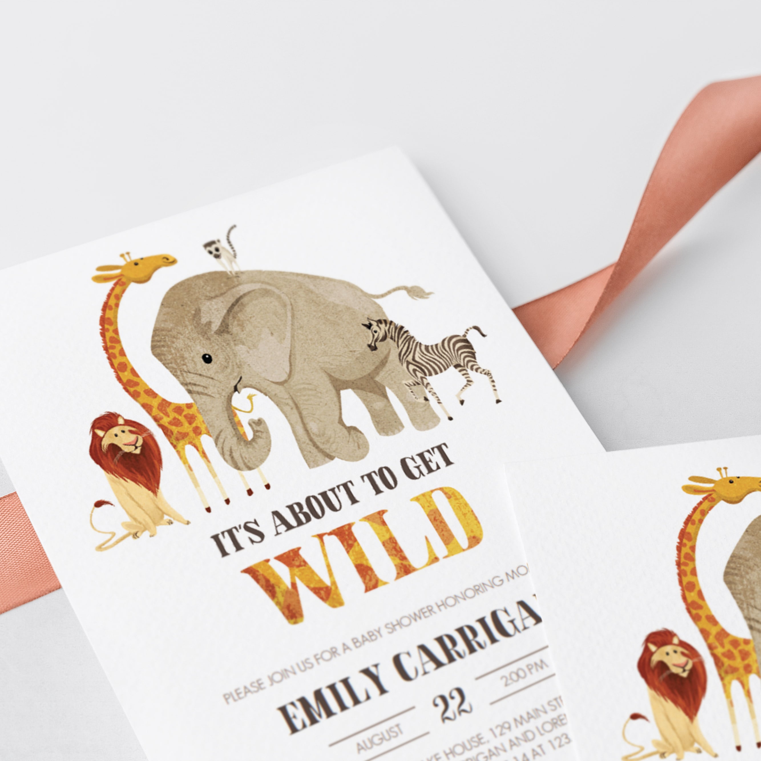 Elephant and giraffe baby shower invitation by LittleSizzle