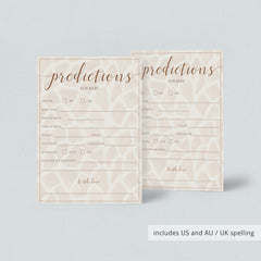 Printable Baby Shower Prediction Cards with Giraffe Pattern