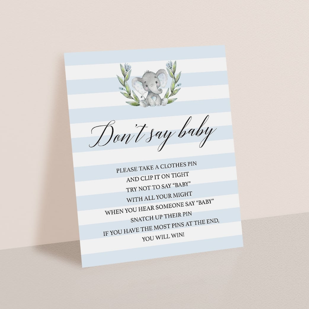 Printable baby shower game for boys dont say baby by LittleSizzle