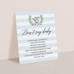 Printable baby shower game for boys dont say baby by LittleSizzle