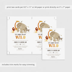 Printable Jungle Safari Baby Shower Invitation Bundle