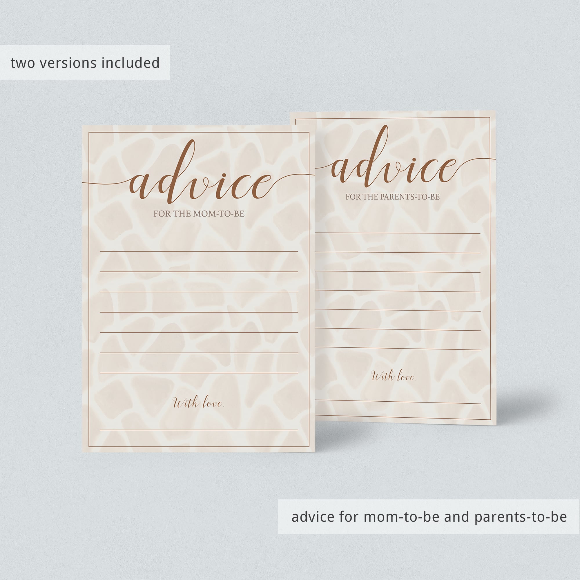 Rustic safari baby part game cards download by LittleSizzle