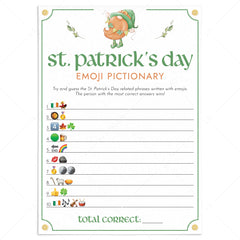 Saint Patricks Day Emojis Game with Answers Printable by LittleSizzle