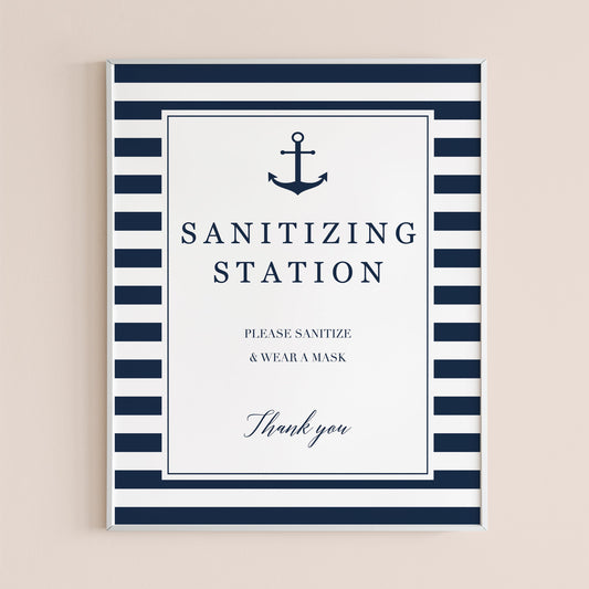 Sanitizing Station Sign Printable Nautical Theme by LittleSizzle