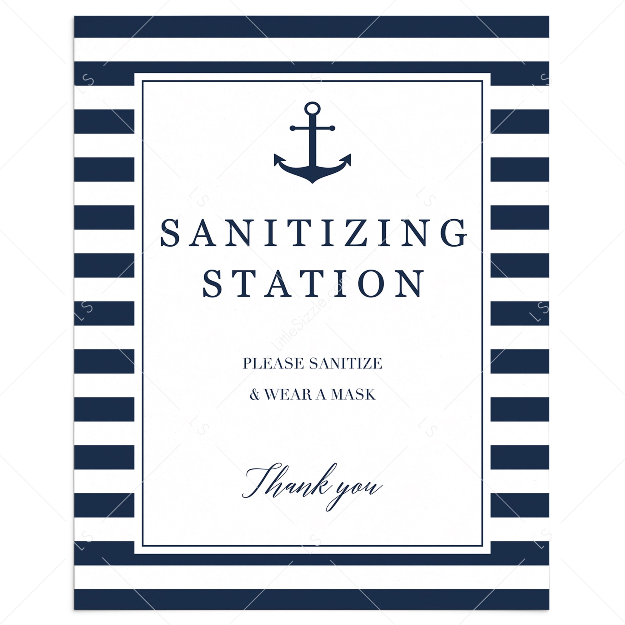 Sanitizing Station Sign Printable Nautical Theme by LittleSizzle