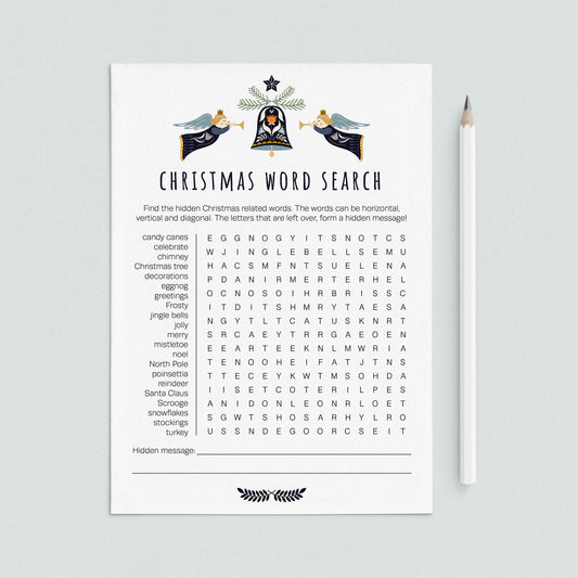 Word Search Christmas Themed Party Game Printable by LittleSizzle
