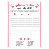 Printable and Virtual Scattergories Game for Galentine's Day Party by LittleSizzle