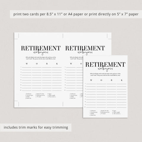 Retirement Scattergories Game Printable | Retirement Party Ideas ...