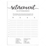 Retirement Party Game Scattergories Instant Download by LittleSizzle