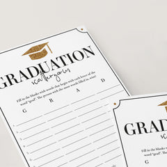 Grad Scattergories Graduation Party Game Printable