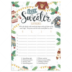 Ugly Christmas Sweater Game Scattergories Printable by LittleSizzle