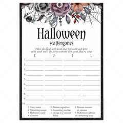 Floral Halloween Party Game Scattergories Download by LittleSizzle