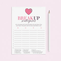 Breakup Party Game Scattergories Printable by LittleSizzle