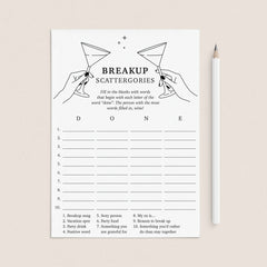 Newly Single Party Game Printable Scattergories by LittleSizzle