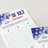 Patriotic July 4 Party Game USA Scattergories