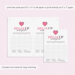 Breakup Party Game Scattergories Printable