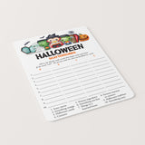 Cute Halloween Party Game Scattergories Printable