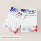 Patriotic July 4 Party Game USA Scattergories