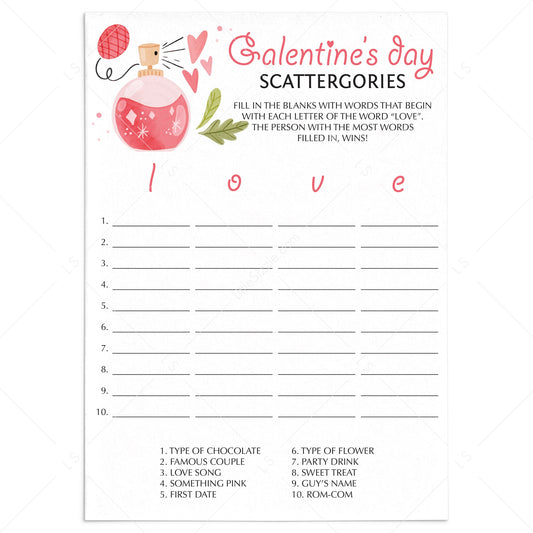 Scattergories Game for Girls Party Instant Download by LittleSizzle