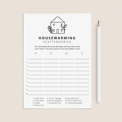 Game for Houswarming Party Scattergories Printable by LittleSizzle
