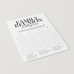 Family Reunion Scattergories Printable