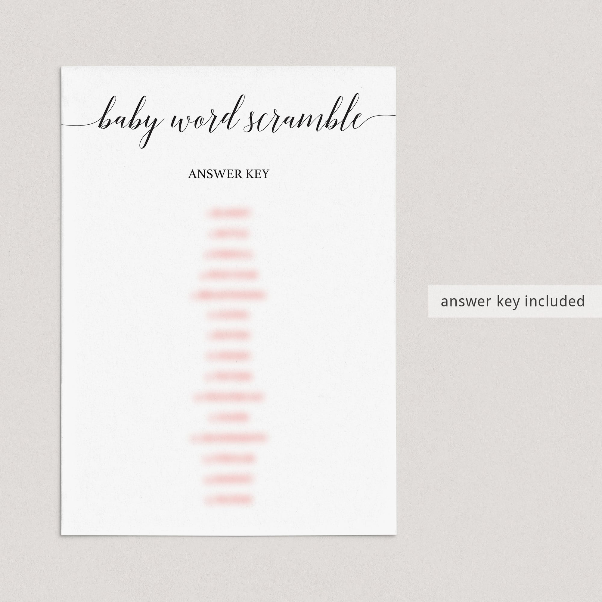 Baby word scramble answer key by LittleSizzle
