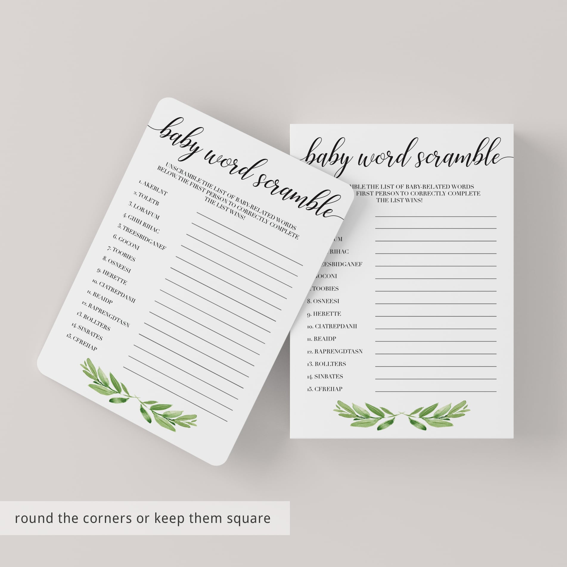 Printable baby shower game templates baby word scramble by LittleSizzle