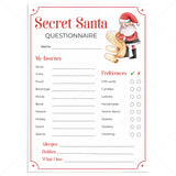 Secret Santa Questionnaire for Gift Exchange Printable by LittleSizzle