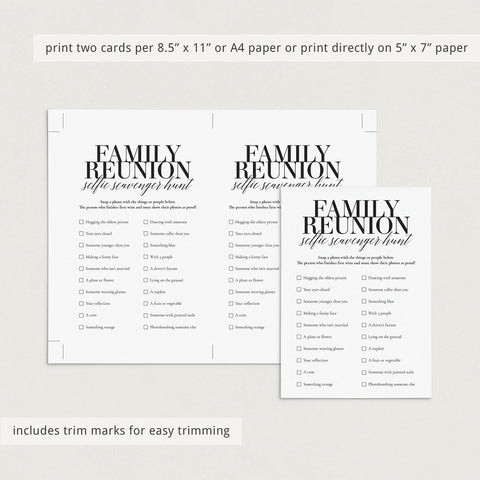 Printable Family Reunion Selfie Scavenger Hunt | Teen Family Reunion ...