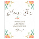 Pink Floral Mimosa Bar Sign Download by LittleSizzle