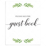 Greenery guest book sign printable by LittleSizzle