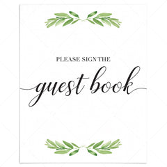 Greenery guest book sign printable by LittleSizzle