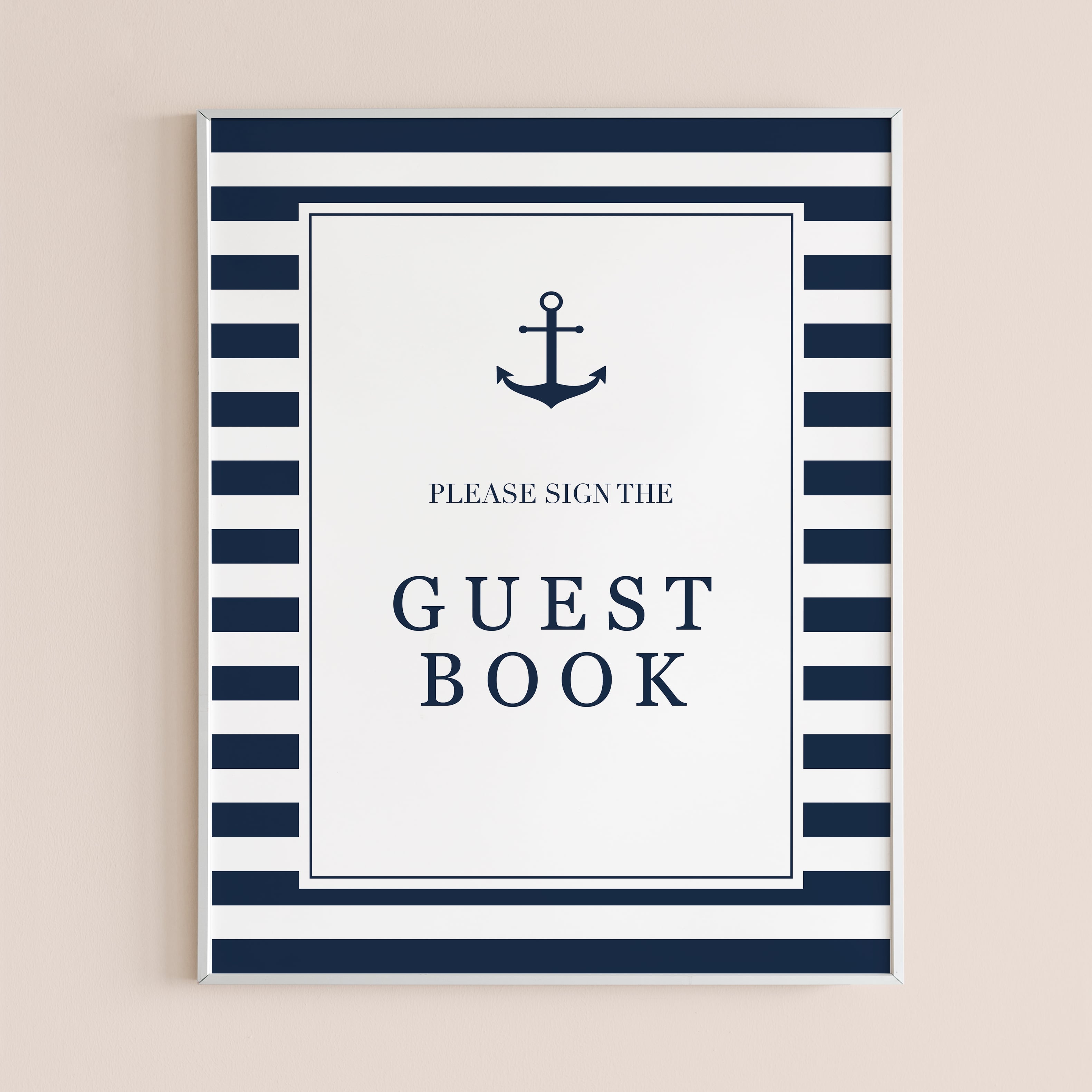 Blue and white guest book table sign instant download by LittleSizzle