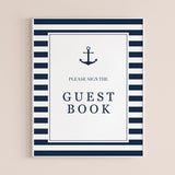 Blue and white guest book table sign instant download by LittleSizzle