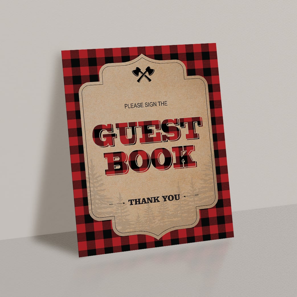 Download buffalo plaid party decorations guest book table top sign by LittleSizzle